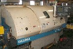 CNC TURNING CENTERS: OKUMA CROWN 762S CNC LATHE, OSP-700L, 22 SWING, 21 CENTERS, 2.4 in. BORE 4200 RPM, CHIP CONVEYOR, '99 (4559), Click to view larger photo...