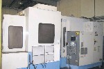 CNC HORIZONTAL MACHINING CENTERS: MAZAK ULTRA 650 CNC HORIZONTAL MILL, 25 IN.PALLETS, FUSION 640M, 40 x 31 x 31 TRAVELS, 80 TOOLS, CAT 50, COOL THRU, '99, Click to view larger photo...