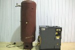 AIR COMPRESSORS: ATLAS COPCO GA18 AIR COMPRESSOR, 25HP, ROTARY SCREW, 106 CFM, 240 GALLON TANK, PLC CTRL, 230V, CLEAN, 1996, Click to view larger photo...