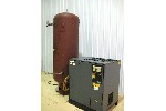 AIR COMPRESSORS: ATLAS COPCO GA18 AIR COMPRESSOR, 25HP, ROTARY SCREW, 106 CFM, 240 GALLON TANK, PLC CTRL, 230V, CLEAN, 1996, Click to view larger photo...