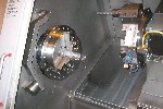 CNC TURNING CENTERS: HAAS SL-40 CNC LATHE, 40 in. SW, 15 in. CHUCK, 4.6 in. SPINDLE BORE HOLE, 40 HP GEARBOX, CHIP CONVEYOR, '02 (4607), Click to view larger photo...